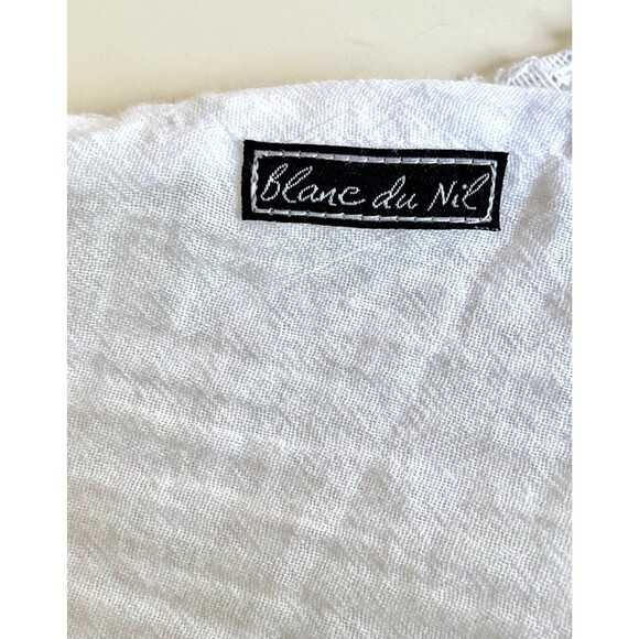 Blanc du Nil Shirt US 6 Gauzy Egyptian Cotton Lace Back Boho Airy Travel Summer - Picture 12 of 14